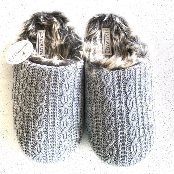 P.J. Salvage Shoes - NWT P.J. Salvage faux fur & knit mule slippers